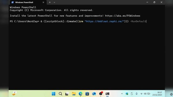 Run Debloat Script Command