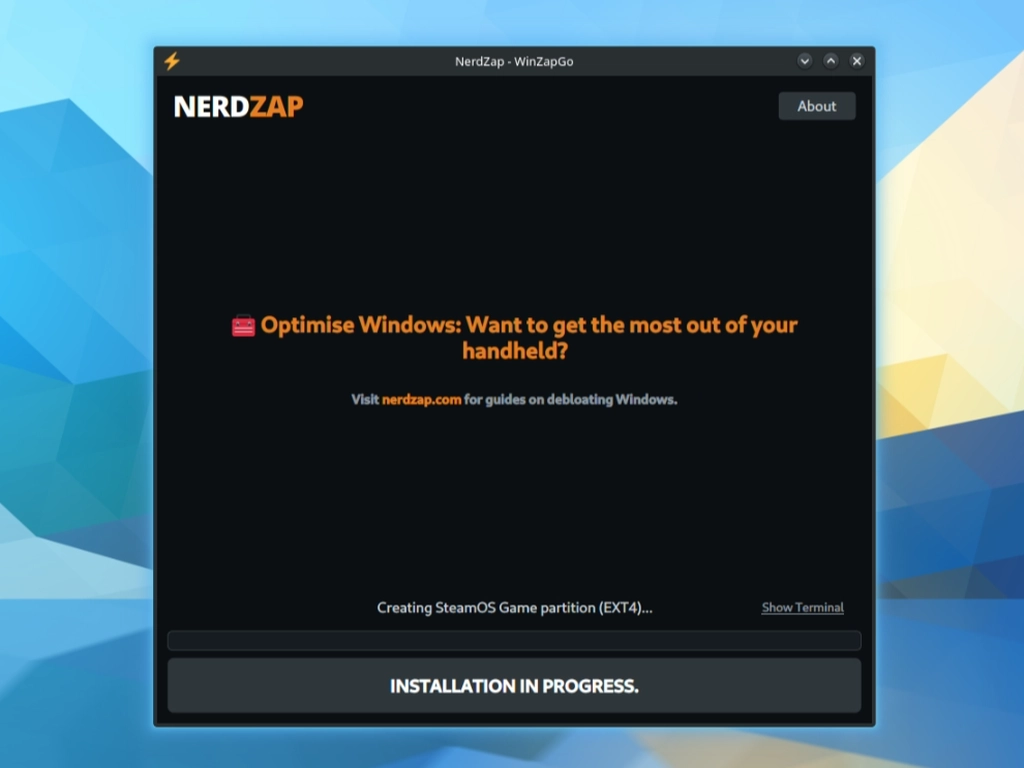 WinZapGo Partition Setup